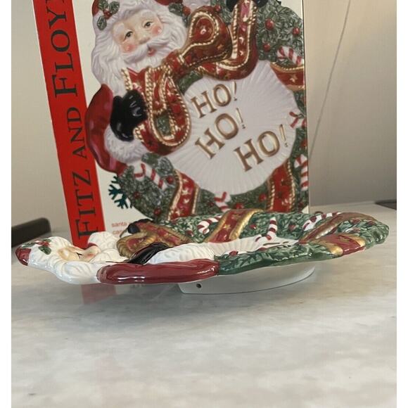 Fitz and Floyd Santa Wreath Canape Plate Appetizer Christmas Holiday Party Ho Ho - Picture 4 of 6